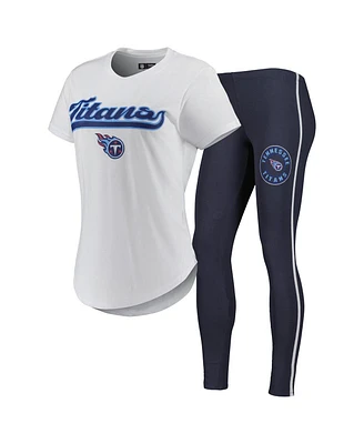 Women's Concepts Sport White, Charcoal Tennessee Titans Sonata T-shirt and Leggings Sleep Set