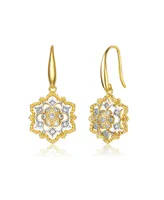 Rachel Glauber Rhodium and 14K Gold Plated Cubic Zirconia Hook Earrings - Two