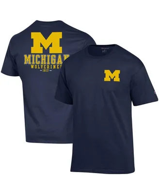 Men's Champion Navy Michigan Wolverines Stack 2-Hit T-shirt