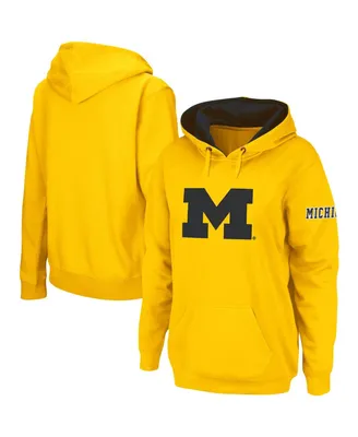 Women's Maize Michigan Wolverines Team Big Logo Pullover Hoodie