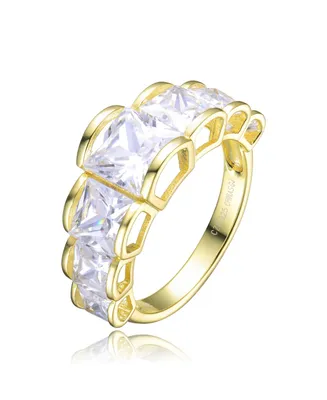 Genevive Sterling Sivlver Gold Plated Cubic Zirconia Vintage Ring