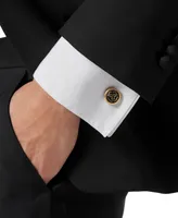 Philipp Plein Gold-Tone Ip Stainless Steel Mismatch Logo Black Cuff Links