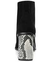 Journee Signature Women's Edda Snake Print Block Heel Lace Up Booties