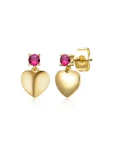 Rachel Glauber 14k Yellow Gold Plated Cubic Zirconia Heart Dangle Earrings