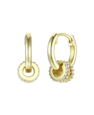 Rachel Glauber 14K Gold Plated Round Cubic Zirconia Small Hoop Earrings