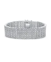 Genevive Sterling Silver Cubic Zirconia Wide 6 Row Tennis bracelet