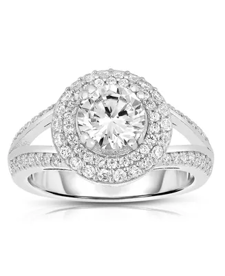 Genevive Sterling Silver Cubic Zirconia Engagement Ring