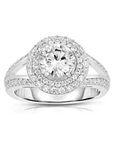 Genevive Sterling Silver Cubic Zirconia Engagement Ring