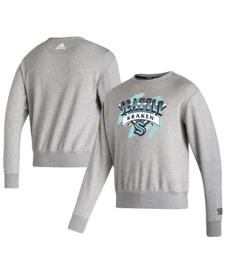 Men's adidas Gray Seattle Kraken Reverse Retro 2.0 Vintage-Like Pullover Sweatshirt