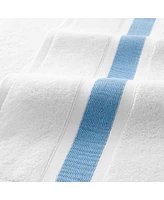 Aegean Eco-Friendly Recycled Turkish Bath Sheet, 35x70, 600 Gsm, White with Weft Woven Stripe Dobby, 50% Recycled, Long-Staple Ring Spun Cotton Bl