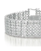 Genevive Sterling Silver Cubic Zirconia Wide 6 Row Tennis bracelet