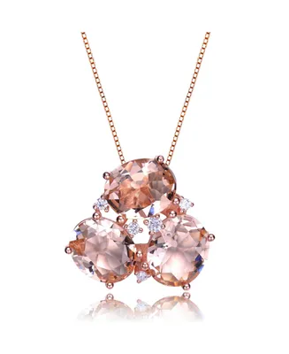 Sterling Silver 18K Rose Gold Plated Pink Cubic Zirconia Accent Pendant Necklace