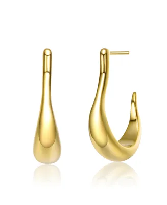 Rachel Glauber 14K Gold Plated Assymetrical Open Hoop Earrings