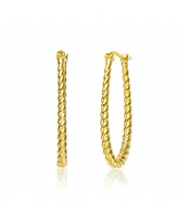 Rachel Glauber 14K Gold Plated "U" Large Hoop Earrings