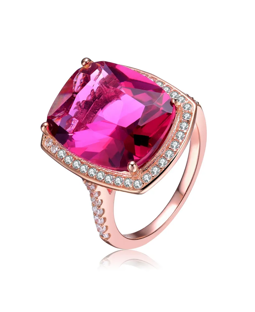 Genevive Sterling Silver Ruby Cubic Zirconia Statement Ring