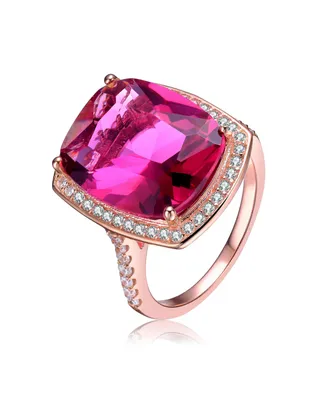 Genevive Sterling Silver Ruby Cubic Zirconia Statement Ring