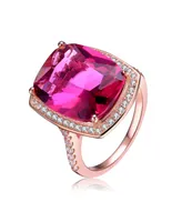 Genevive Sterling Silver Ruby Cubic Zirconia Statement Ring