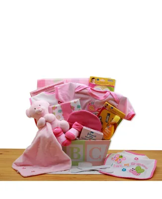 Gbds Easy as Abc New Baby Gift Basket Pink baby bath set - baby girl gifts - new baby gift basket
