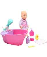 Dream Collection Bath Time Fun Set with Gi-Go Baby Doll Kids 8 Piece Playset, 14"