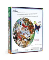 Eeboo Piece and Love Mushrooms and Butterflies Round Circle Jigsaw Puzzle Set, 500 Pieces