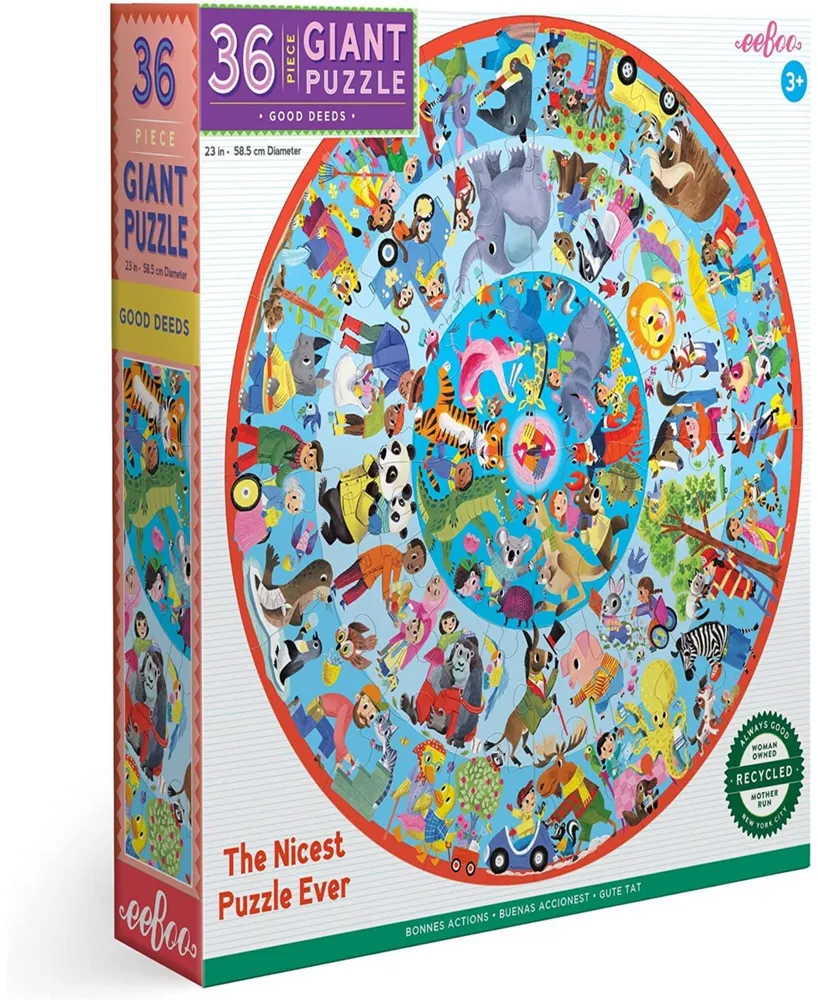 Eeboo Good Deeds 36 Piece Giant Round Jigsaw Puzzle for Kids