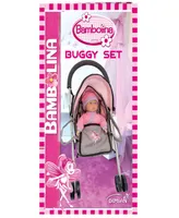 Dimian Bambolina Buggy Soft Doll Carrier Cot Kids Pretend Play 2 Piece Set
