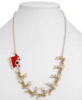 Holiday Lane Gold-Tone Crystal Reindeer & Sleigh Statement Necklace, 18" + 3" extender, Created for Macy's