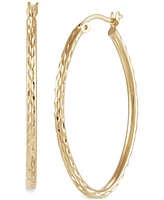 Giani Bernini Textured Oval Medium Hoop Earrings 35mm, Created for Macy's