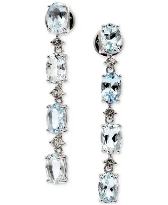 Aquamarine (3-1/5 ct. t.w.) & White Topaz (5/8 Linear Drop Earrings Sterling Silver (Also available Morganite)