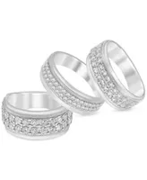 Mens Diamond Double Row Rings In 10k White Gold