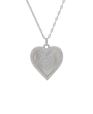 Macy's Mother of Pearl and Cubic Zirconia Heart Pendant