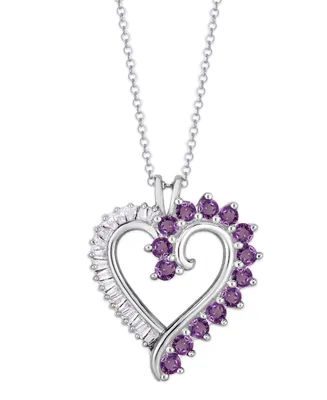 Macy's Simulated Sapphire Baguette and Cubic Zirconia Heart Pendant (Also Amethyst)