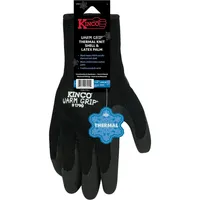 Kinco Warm Grip Thermal Knit Shell with Latex Palm, Black, Size Large