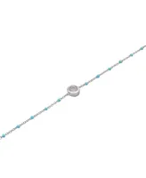 Aquamarine (1/5 ct. t.w.) & Enamel Bead Link Bracelet Sterling Silver (Also Additional Gemstones)