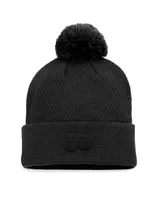 Women's Fanatics Black Philadelphia Flyers Authentic Pro Road Cuffed Knit Hat with Pom