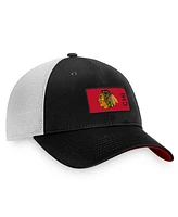 Men's Fanatics Black, White Chicago Blackhawks Authentic Pro Rink Trucker Snapback Hat