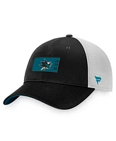 Men's Fanatics Black, White San Jose Sharks Authentic Pro Rink Trucker Snapback Hat