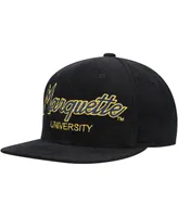 Big Boys Mitchell & Ness Black Marquette Golden Eagles Corduroy Script Snapback Hat