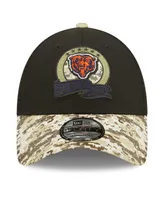 Big Boys New Era Black and Camo Chicago Bears 2022 Salute To Service 9FORTY Snapback Trucker Hat