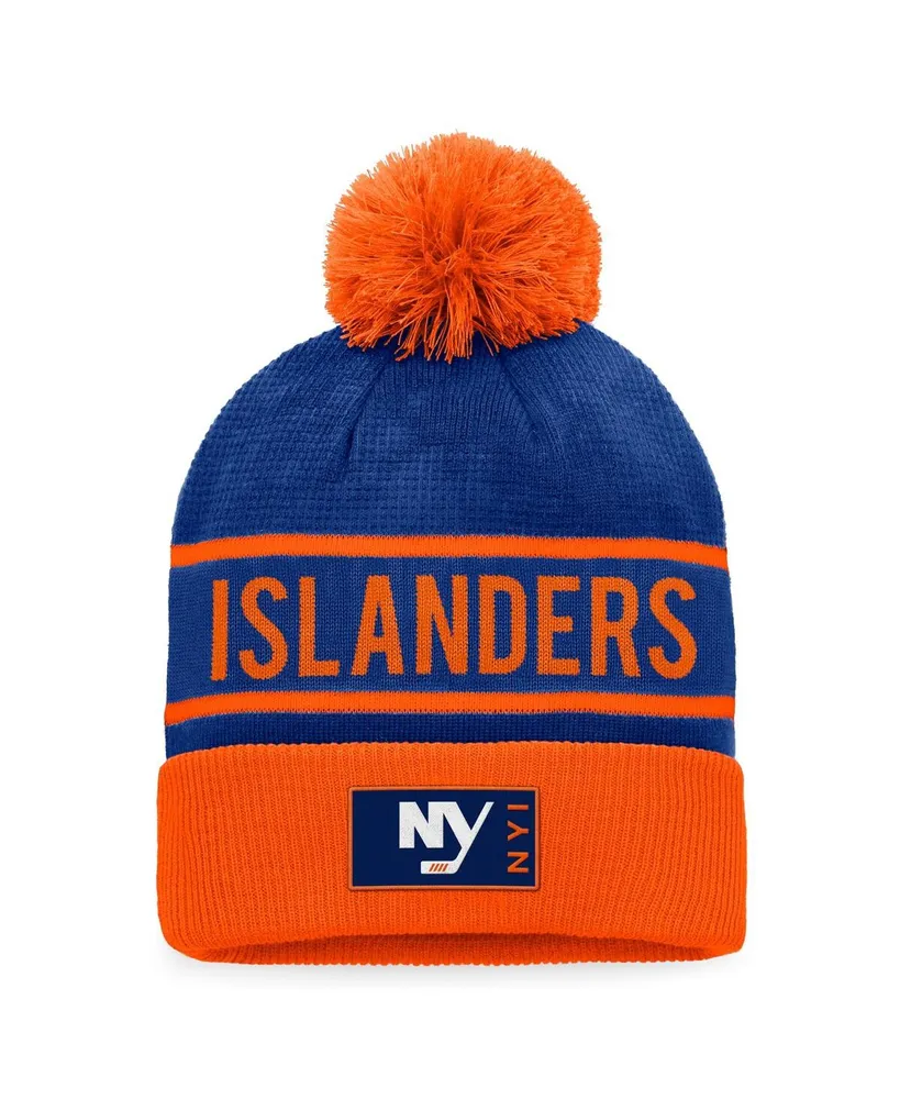 Men's Fanatics Blue, Orange New York Islanders Authentic Pro Alternate Logo Cuffed Knit Hat with Pom