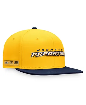 Men's Fanatics Gold, Navy Nashville Predators Iconic Color Blocked Snapback Hat