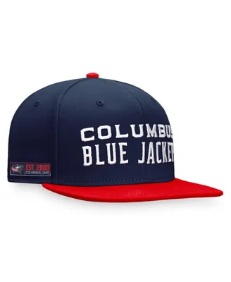 Men's Fanatics Navy, Red Columbus Blue Jackets Iconic Color Blocked Snapback Hat