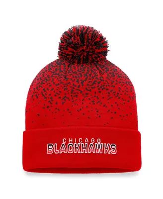 Men's Fanatics Red Chicago Blackhawks Iconic Gradient Cuffed Knit Hat with Pom