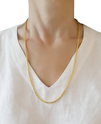 Polished Square Wheat 26" Chain Necklace (3mm) in 14k Gold
