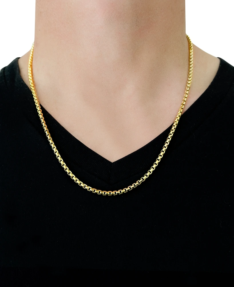 Large Rounded Box-Link 24" Chain Necklace (3.5mm) in 14k Gold