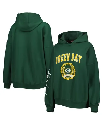 Women's Tommy Hilfiger Green Bay Packers Becca Drop Shoulder Pullover Hoodie