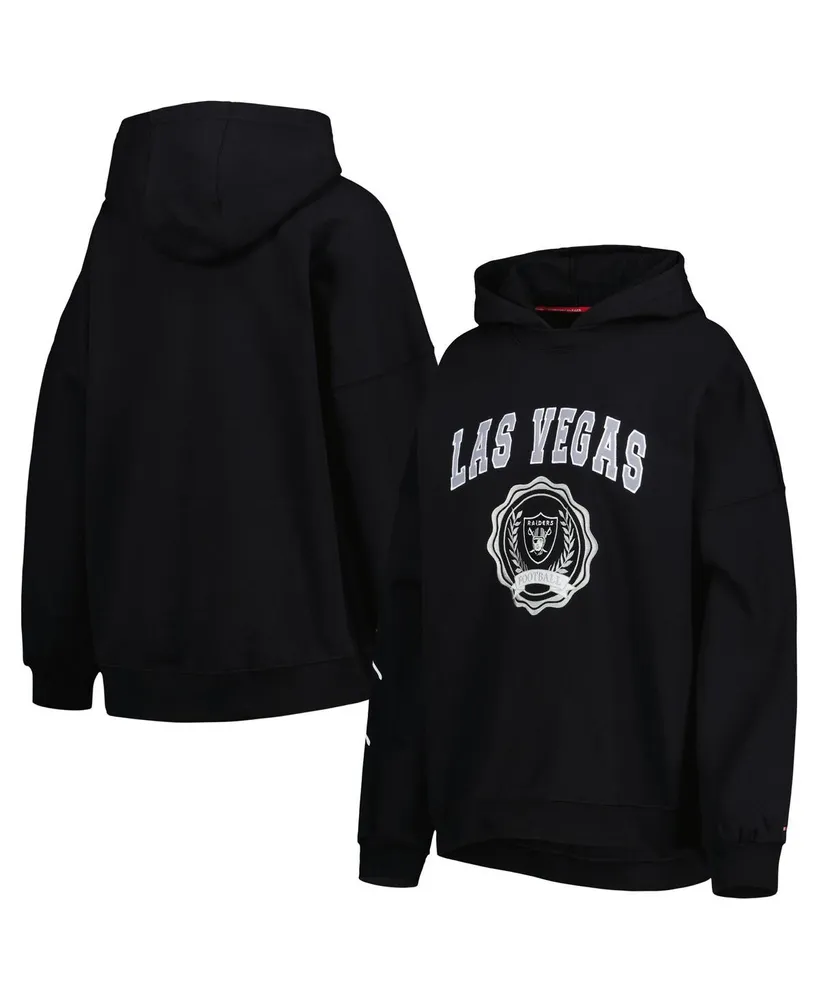 Women's Tommy Hilfiger Black Las Vegas Raiders Becca Drop Shoulder Pullover Hoodie