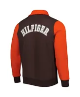 Men's Tommy Hilfiger Brown, Orange Cleveland Browns Aiden Quarter-Zip Top