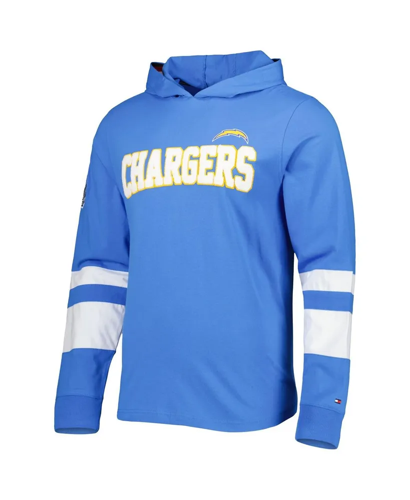 Men's Tommy Hilfiger Powder Blue, White Los Angeles Chargers Alex Long Sleeve Hoodie T-shirt