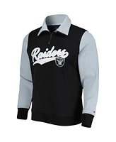 Men's Tommy Hilfiger Black, Silver Las Vegas Raiders Aiden Quarter-Zip Top